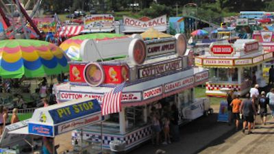 Food Vendors and midway at Afton Fair